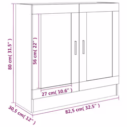 vidaXL Vitrine Cabinet Book Stand Rack Cupboard Highboard Engineered Wood - grey sonoma