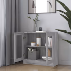 vidaXL Vitrine Cabinet Book Stand Rack Cupboard Highboard Engineered Wood - grey sonoma - Additional view 5