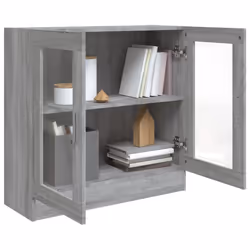 vidaXL Vitrine Cabinet Book Stand Rack Cupboard Highboard Engineered Wood - grey sonoma - Additional view 6