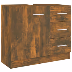 vidaXL Sink Cabinet Bathroom Storage Cupboard Vanity Unit Engineered Wood - Smoked oak