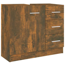 vidaXL Sink Cabinet Bathroom Storage Cupboard Vanity Unit Engineered Wood - Smoked oak