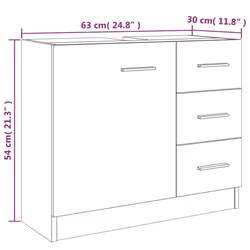 vidaXL Sink Cabinet Bathroom Storage Cupboard Vanity Unit Engineered Wood - Smoked oak - Additional view 10