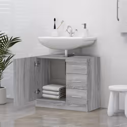 vidaXL Sink Cabinet Bathroom Storage Cupboard Vanity Unit Engineered Wood - Grey sonoma - Additional view 7