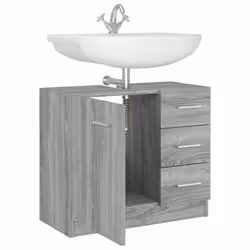 vidaXL Sink Cabinet Bathroom Storage Cupboard Vanity Unit Engineered Wood - Grey sonoma - Additional view 8