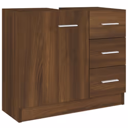 vidaXL Sink Cabinet Bathroom Storage Cupboard Vanity Unit Engineered Wood - Brown oak