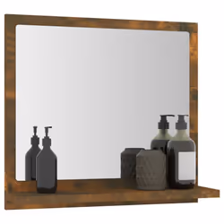 ) vidaXL Bathroom Mirror Toilet Mirror Washroom Wall Mirror Engineered Wood - Smoked oak, 40 x 10.5 x 37 cm (W x D x H - Additional view 5