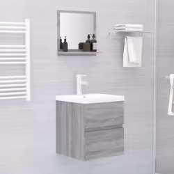 ) vidaXL Bathroom Mirror Toilet Mirror Washroom Wall Mirror Engineered Wood - Grey sonoma, 40 x 10.5 x 37 cm (W x D x H - Additional view 4