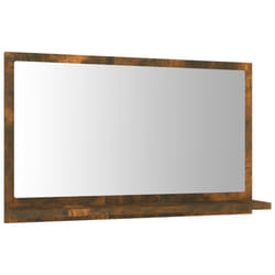 ) vidaXL Bathroom Mirror Toilet Mirror Washroom Wall Mirror Engineered Wood - Smoked oak, 60 x 10.5 x 37 cm (W x D x H