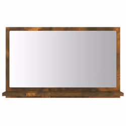 ) vidaXL Bathroom Mirror Toilet Mirror Washroom Wall Mirror Engineered Wood - Smoked oak, 60 x 10.5 x 37 cm (W x D x H