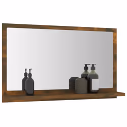 ) vidaXL Bathroom Mirror Toilet Mirror Washroom Wall Mirror Engineered Wood - Smoked oak, 60 x 10.5 x 37 cm (W x D x H - Additional view 5