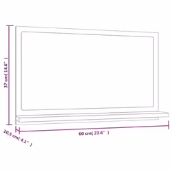 ) vidaXL Bathroom Mirror Toilet Mirror Washroom Wall Mirror Engineered Wood - Grey sonoma, 60 x 10.5 x 37 cm (W x D x H