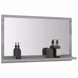 ) vidaXL Bathroom Mirror Toilet Mirror Washroom Wall Mirror Engineered Wood - Grey sonoma, 60 x 10.5 x 37 cm (W x D x H - Additional view 5