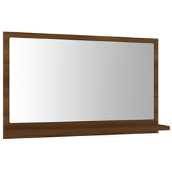 ) vidaXL Bathroom Mirror Toilet Mirror Washroom Wall Mirror Engineered Wood - Brown oak, 60 x 10.5 x 37 cm (W x D x H