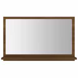 ) vidaXL Bathroom Mirror Toilet Mirror Washroom Wall Mirror Engineered Wood - Brown oak, 60 x 10.5 x 37 cm (W x D x H