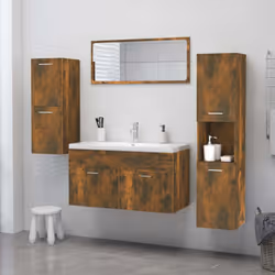 vidaXL Bathroom Cabinet Washroom Storage Shelf Laundry Cabinet Engineered Wood - Smoked oak