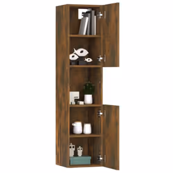 vidaXL Bathroom Cabinet Washroom Storage Shelf Laundry Cabinet Engineered Wood - Smoked oak - Additional view 4