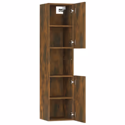 vidaXL Bathroom Cabinet Washroom Storage Shelf Laundry Cabinet Engineered Wood - Smoked oak - Additional view 5