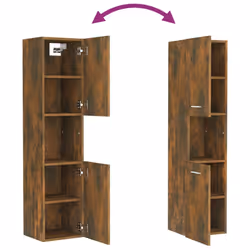 vidaXL Bathroom Cabinet Washroom Storage Shelf Laundry Cabinet Engineered Wood - Smoked oak - Additional view 8
