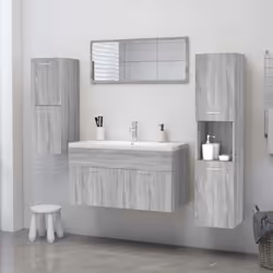 vidaXL Bathroom Cabinet Washroom Storage Shelf Laundry Cabinet Engineered Wood - Grey sonoma