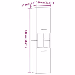 vidaXL Bathroom Cabinet Washroom Storage Shelf Laundry Cabinet Engineered Wood - Grey sonoma