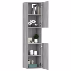 vidaXL Bathroom Cabinet Washroom Storage Shelf Laundry Cabinet Engineered Wood - Grey sonoma - Additional view 4