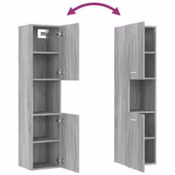 vidaXL Bathroom Cabinet Washroom Storage Shelf Laundry Cabinet Engineered Wood - Grey sonoma - Additional view 8