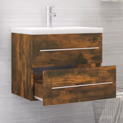 vidaXL Bathroom Furniture Set 2 Piece Storage Cabinet Cupboard Engineered Wood - Smoked oak - Additional view 5