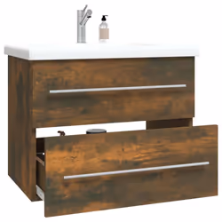 vidaXL Bathroom Furniture Set 2 Piece Storage Cabinet Cupboard Engineered Wood - Smoked oak - Additional view 6