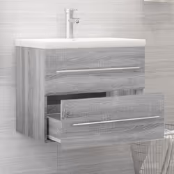 vidaXL Bathroom Furniture Set 2 Piece Storage Cabinet Cupboard Engineered Wood - Grey sonoma - Additional view 5