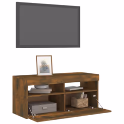 vidaXL TV Cabinet with LED Lights Sideboard TV Stand TV Unit Hifi Cabinet - Smoked oak - Additional view 6