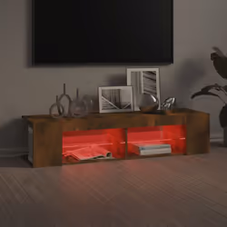 vidaXL TV Cabinet with LED Lights Entertainment Centre TV Stand Media TV Unit - Smoked oak - Additional view 6