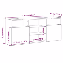 vidaXL TV Cabinet with LED Lights TV Stand TV Unit Hall Entertainment Cenrtre - grey sonoma
