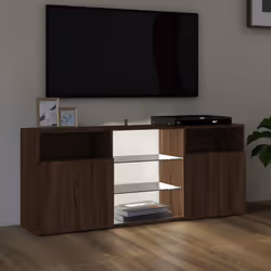 vidaXL TV Cabinet with LED Lights TV Stand TV Unit Hall Entertainment Cenrtre - brown oak - Additional view 4