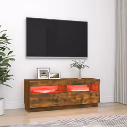 ) vidaXL TV Cabinet with LED Lights Entertainment Centre TV Stand Media TV Unit - Smoked oak, 100 x 35 x 40 cm (L x W x H - Additional view 2