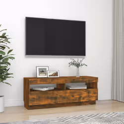 ) vidaXL TV Cabinet with LED Lights Entertainment Centre TV Stand Media TV Unit - Smoked oak, 100 x 35 x 40 cm (L x W x H - Additional view 5