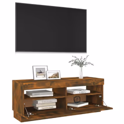) vidaXL TV Cabinet with LED Lights Entertainment Centre TV Stand Media TV Unit - Smoked oak, 100 x 35 x 40 cm (L x W x H - Additional view 6