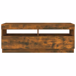 ) vidaXL TV Cabinet with LED Lights Entertainment Centre TV Stand Media TV Unit - Smoked oak, 100 x 35 x 40 cm (L x W x H - Additional view 9