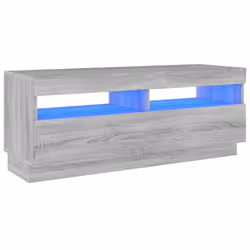 ) vidaXL TV Cabinet with LED Lights Entertainment Centre TV Stand Media TV Unit - Grey sonoma, 100 x 35 x 40 cm (L x W x H