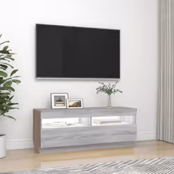 ) vidaXL TV Cabinet with LED Lights Entertainment Centre TV Stand Media TV Unit - Grey sonoma, 100 x 35 x 40 cm (L x W x H