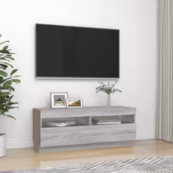 ) vidaXL TV Cabinet with LED Lights Entertainment Centre TV Stand Media TV Unit - Grey sonoma, 100 x 35 x 40 cm (L x W x H - Additional view 4