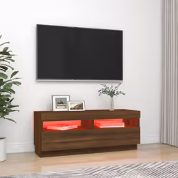 ) vidaXL TV Cabinet with LED Lights Entertainment Centre TV Stand Media TV Unit - Brown oak, 100 x 35 x 40 cm (L x W x H - Additional view 2
