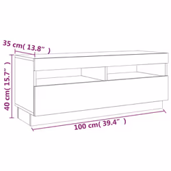 ) vidaXL TV Cabinet with LED Lights Entertainment Centre TV Stand Media TV Unit - Brown oak, 100 x 35 x 40 cm (L x W x H - Additional view 3