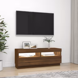 ) vidaXL TV Cabinet with LED Lights Entertainment Centre TV Stand Media TV Unit - Brown oak, 100 x 35 x 40 cm (L x W x H - Additional view 4