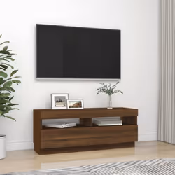 ) vidaXL TV Cabinet with LED Lights Entertainment Centre TV Stand Media TV Unit - Brown oak, 100 x 35 x 40 cm (L x W x H - Additional view 5