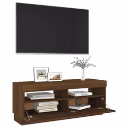 ) vidaXL TV Cabinet with LED Lights Entertainment Centre TV Stand Media TV Unit - Brown oak, 100 x 35 x 40 cm (L x W x H - Additional view 6