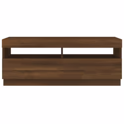 ) vidaXL TV Cabinet with LED Lights Entertainment Centre TV Stand Media TV Unit - Brown oak, 100 x 35 x 40 cm (L x W x H - Additional view 9