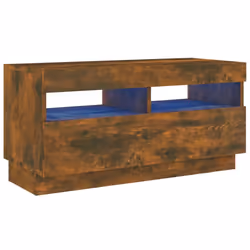 ) vidaXL TV Cabinet with LED Lights Entertainment Centre TV Stand Media TV Unit - Smoked oak, 80 x 35 x 40 cm (L x W x H - Additional view 3