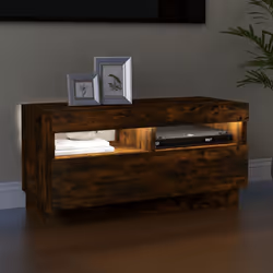 ) vidaXL TV Cabinet with LED Lights Entertainment Centre TV Stand Media TV Unit - Smoked oak, 80 x 35 x 40 cm (L x W x H - Additional view 5