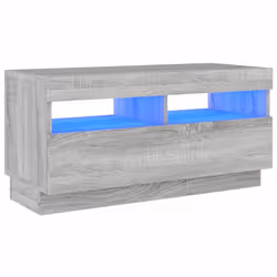 ) vidaXL TV Cabinet with LED Lights Entertainment Centre TV Stand Media TV Unit - Grey sonoma, 80 x 35 x 40 cm (L x W x H