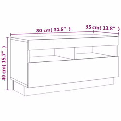 ) vidaXL TV Cabinet with LED Lights Entertainment Centre TV Stand Media TV Unit - Grey sonoma, 80 x 35 x 40 cm (L x W x H